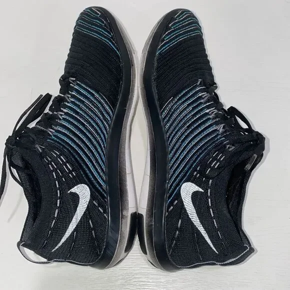 Nike Free Transform Flyknit Black Blue Striped Athletic Gym Shoes Trainers Sz 8 - Picture 11 of 14